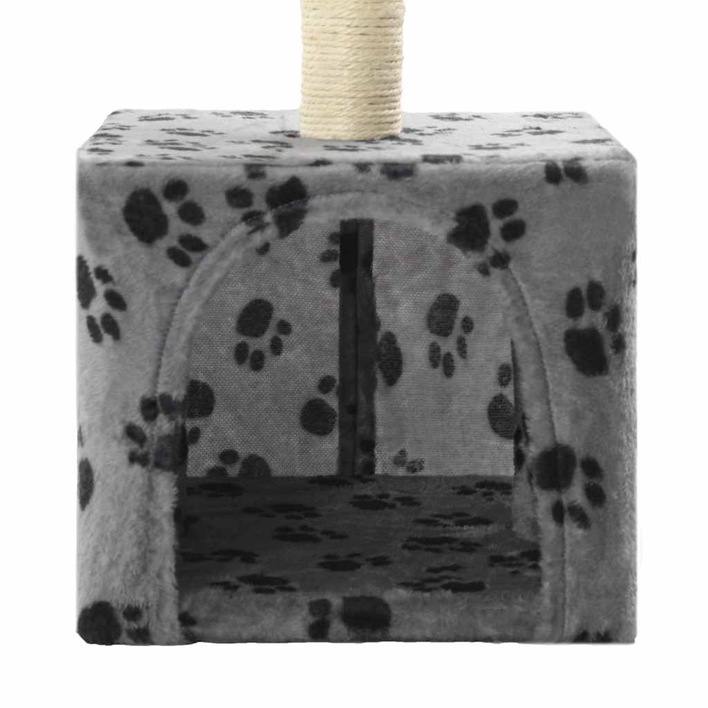 Albero per Gatti e Tiragraffi Sisal 55 cm Zampe Stampate Grigio | homemem39