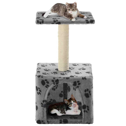 Albero per Gatti e Tiragraffi Sisal 55 cm Zampe Stampate Grigio | homemem39