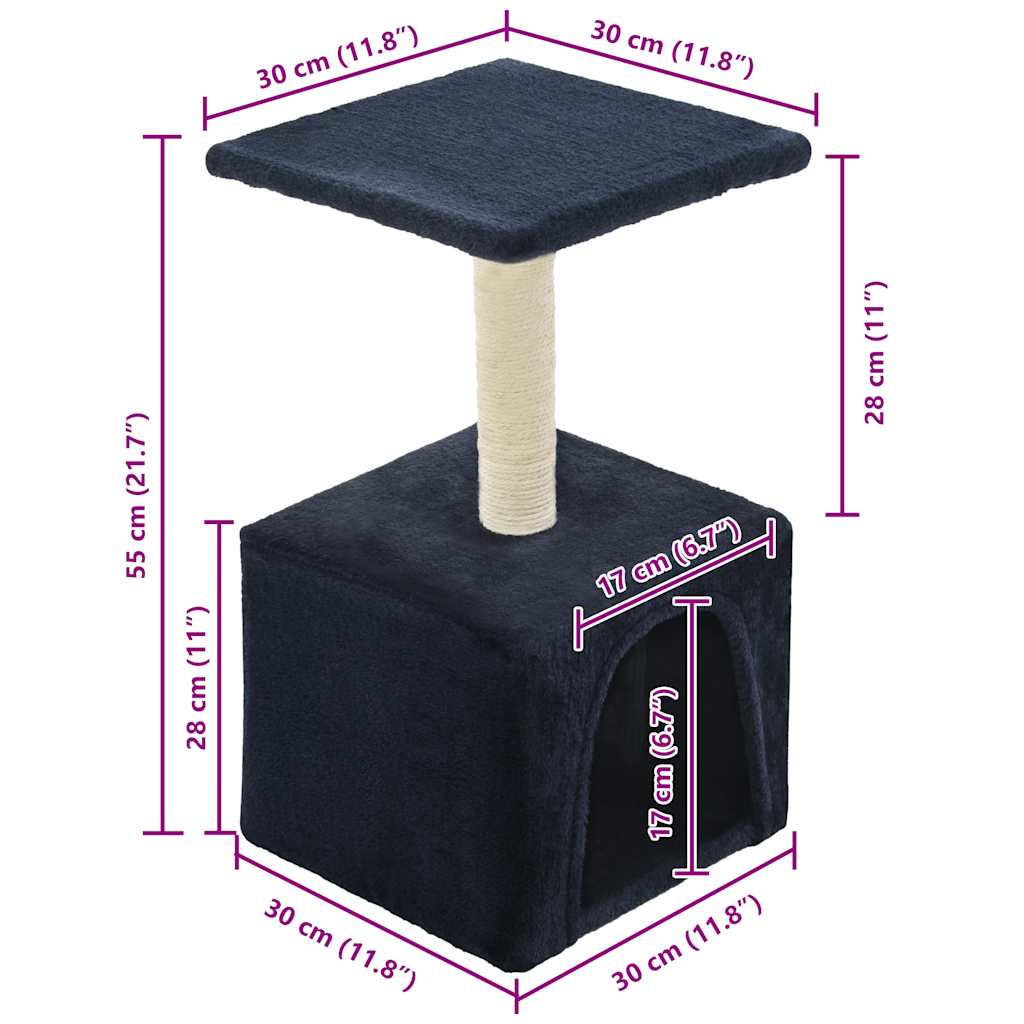 Albero per Gatti con Tiragraffi in Sisal 55 cm Blu Scuro | homemem39