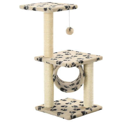 Albero per Gatti e Tiragraffi Sisal 65 cm Zampe Stampate Beige | homemem39