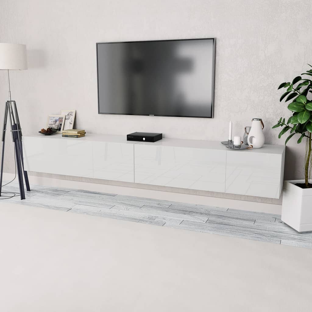 Mobili TV 2 pz in Legno Multistrato 120x40x34 cm Bianco Lucido - homemem39