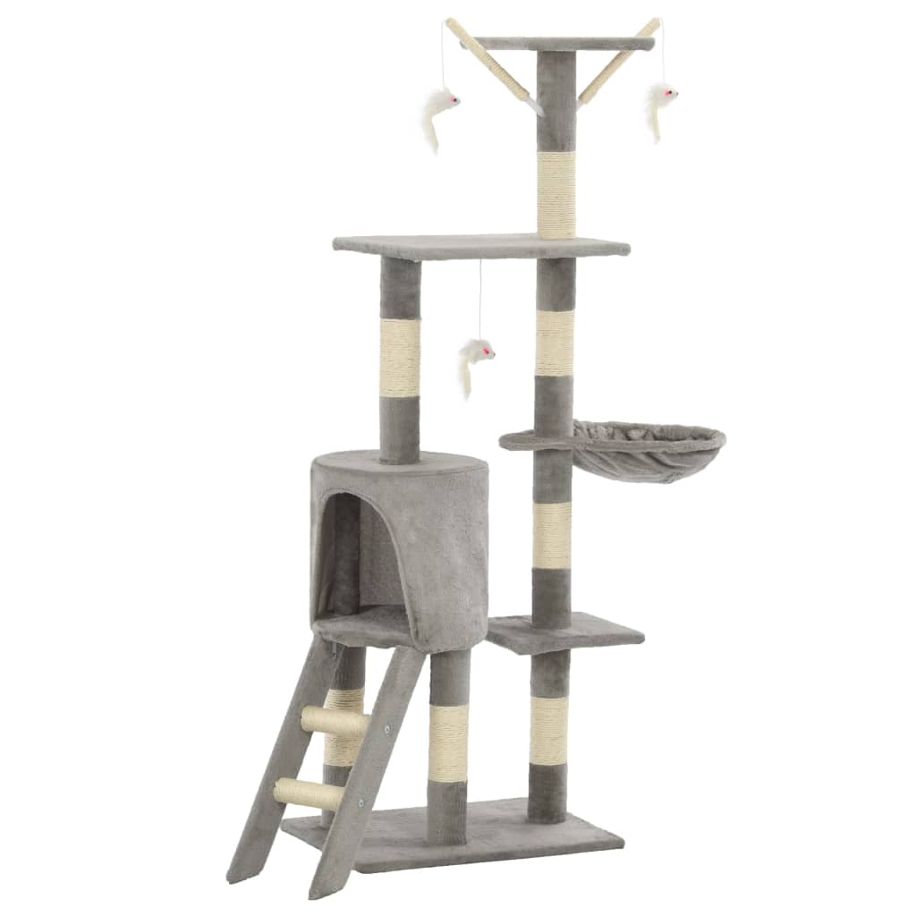Albero per Gatti con Tiragraffi in Sisal 138 cm Grigio - homemem39