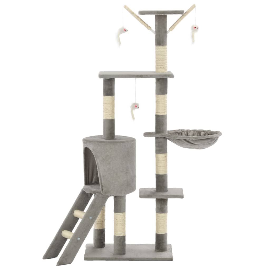 Albero per Gatti con Tiragraffi in Sisal 138 cm Grigio - homemem39