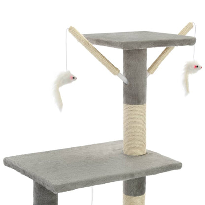 Albero per Gatti con Tiragraffi in Sisal 138 cm Grigio - homemem39