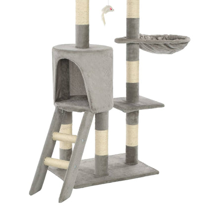Albero per Gatti con Tiragraffi in Sisal 138 cm Grigio - homemem39