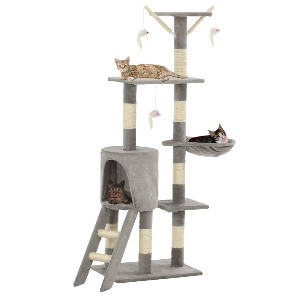 Albero per Gatti con Tiragraffi in Sisal 138 cm Grigio - homemem39