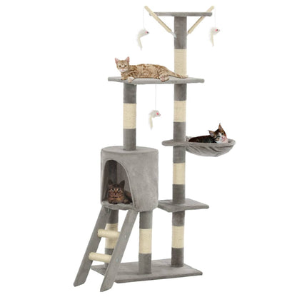 Albero per Gatti con Tiragraffi in Sisal 138 cm Grigio - homemem39