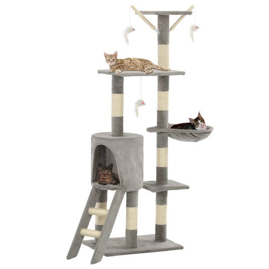 Albero per Gatti con Tiragraffi in Sisal 138 cm Grigio - homemem39