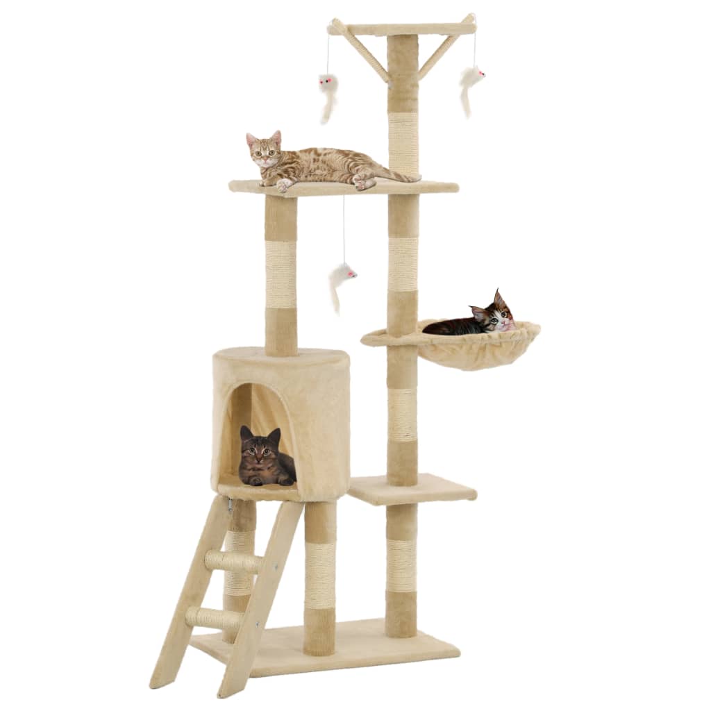 Albero per Gatti con Tiragraffi in Sisal 138 cm Beige | homemem39