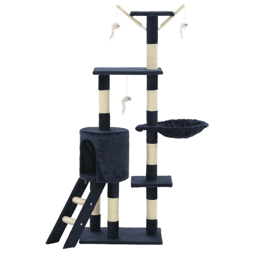 Albero per Gatti con Tiragraffi in Sisal 138 cm Blu Scuro | homemem39