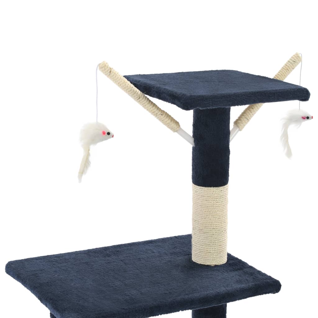 Albero per Gatti con Tiragraffi in Sisal 138 cm Blu Scuro | homemem39