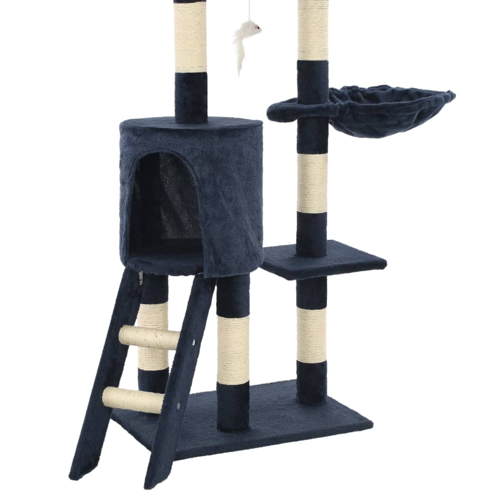 Albero per Gatti con Tiragraffi in Sisal 138 cm Blu Scuro | homemem39