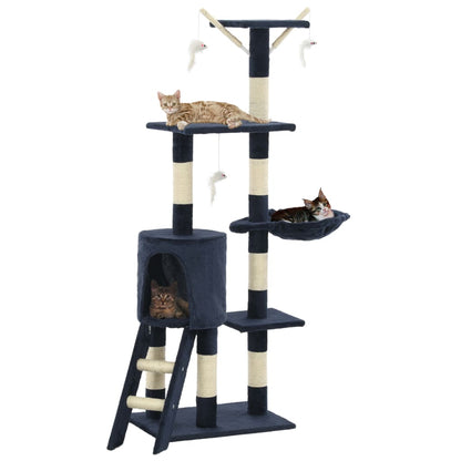 Albero per Gatti con Tiragraffi in Sisal 138 cm Blu Scuro | homemem39