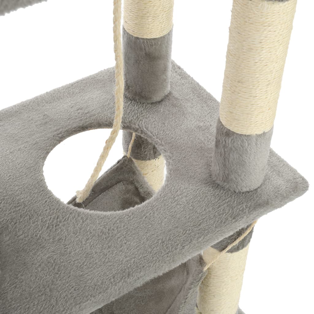 Albero per Gatti con Tiragraffi in Sisal 140 cm Grigio - homemem39