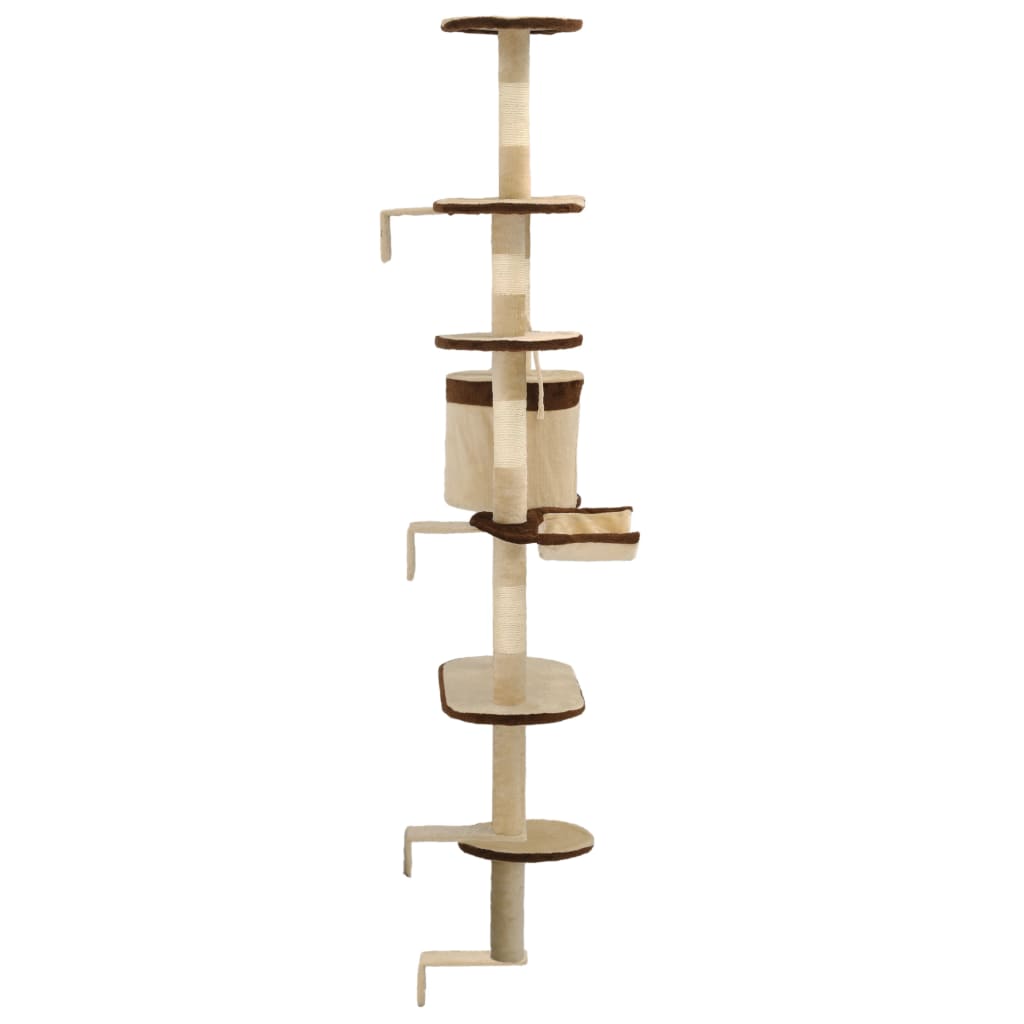 Albero Gatti Tiragraffi in Sisal a Muro 194 cm Beige e Marrone - homemem39