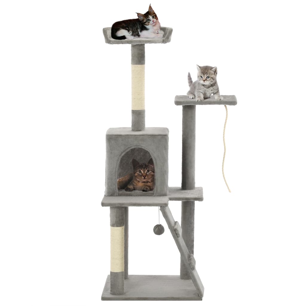 Albero per Gatti con Tiragraffi in Sisal 120 cm Grigio | homemem39