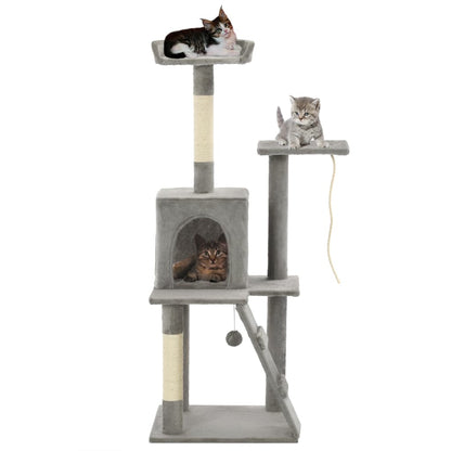 Albero per Gatti con Tiragraffi in Sisal 120 cm Grigio | homemem39