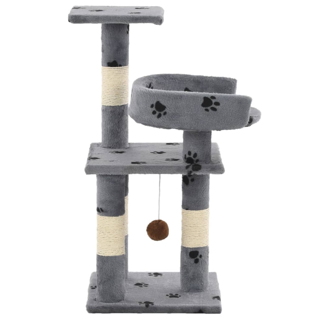 Albero per Gatti Tiragraffi in Sisal 65 cm Zampe Stampate Grigio - homemem39