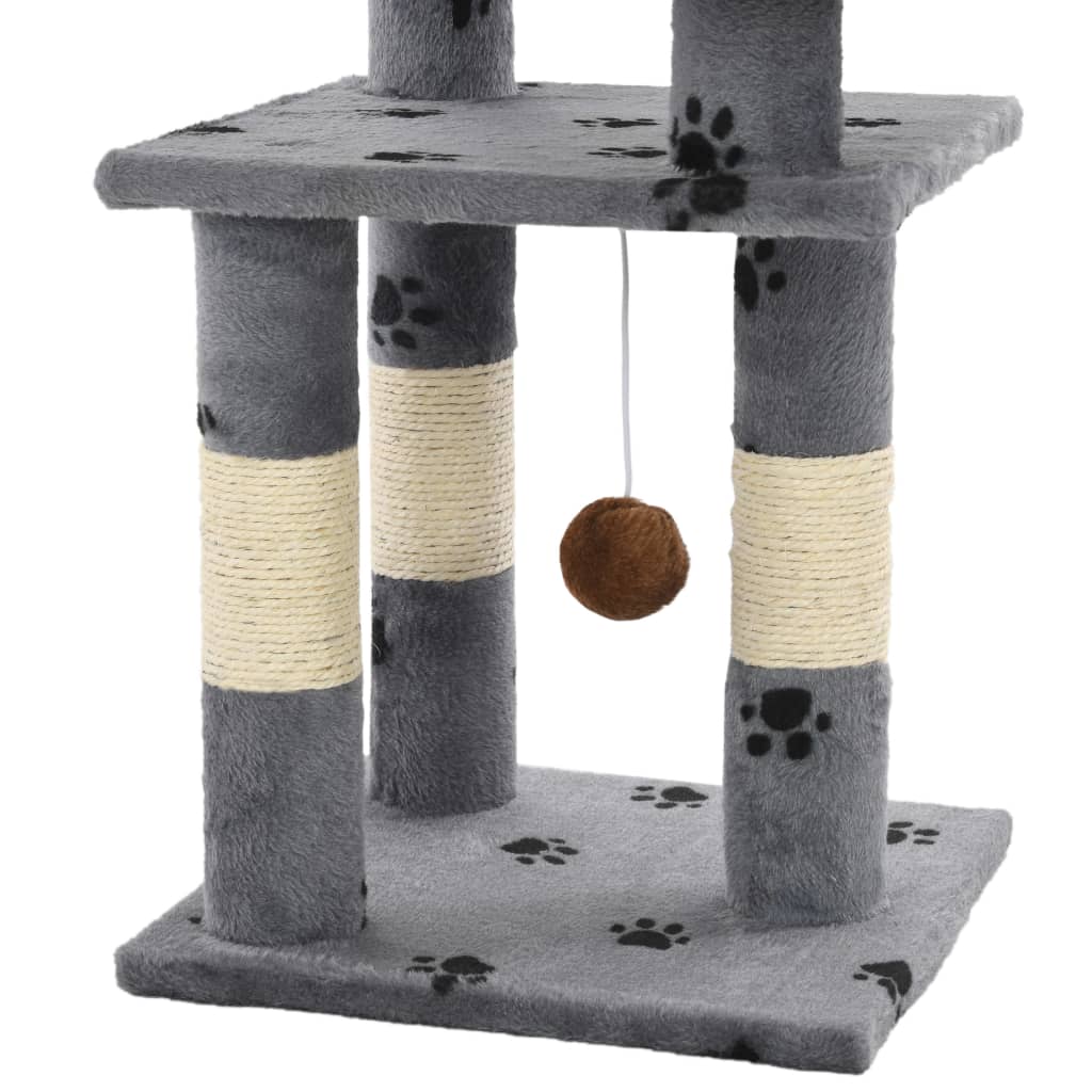 Albero per Gatti Tiragraffi in Sisal 65 cm Zampe Stampate Grigio | homemem39