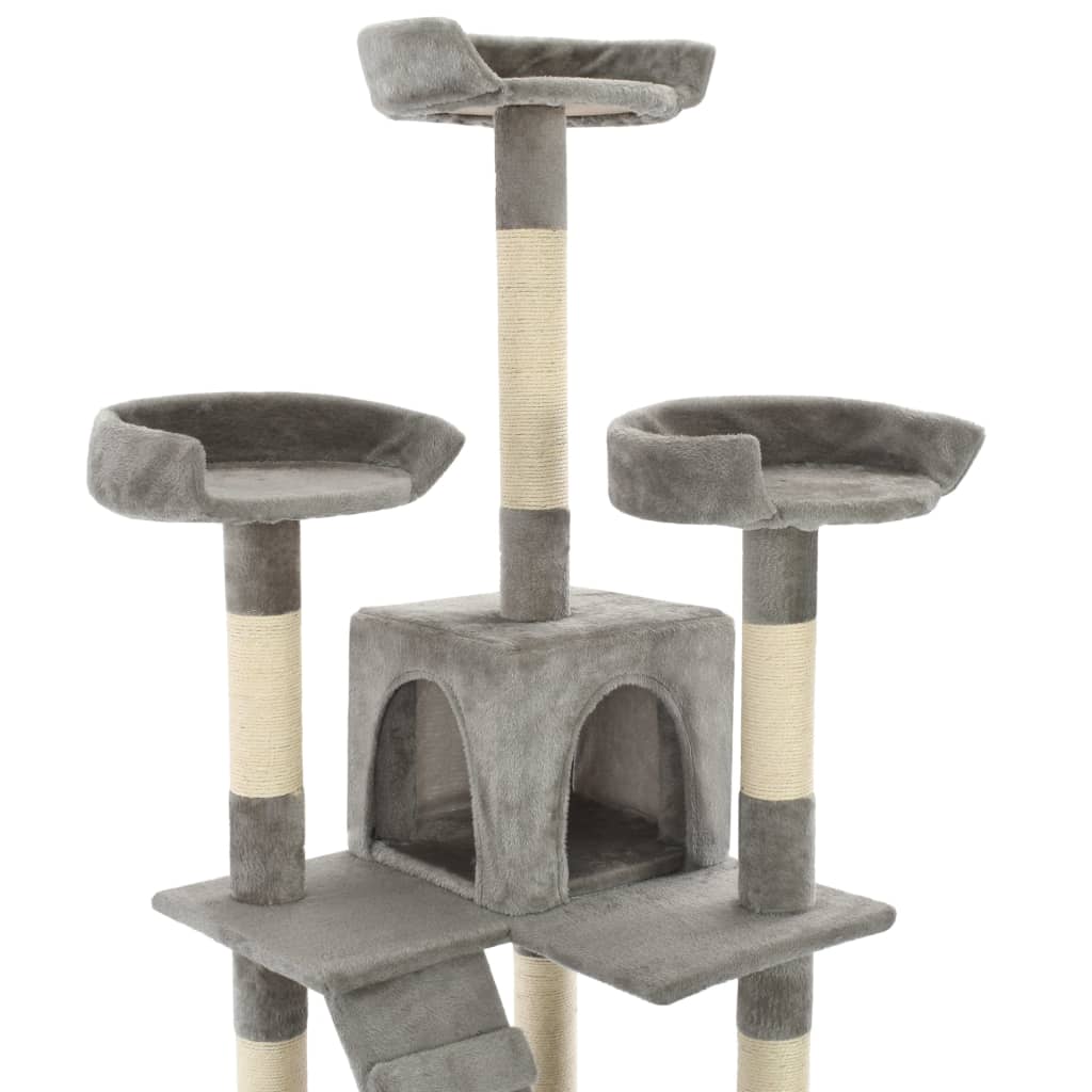 Albero per Gatti con Tiragraffi in Sisal 170 cm Grigio - homemem39