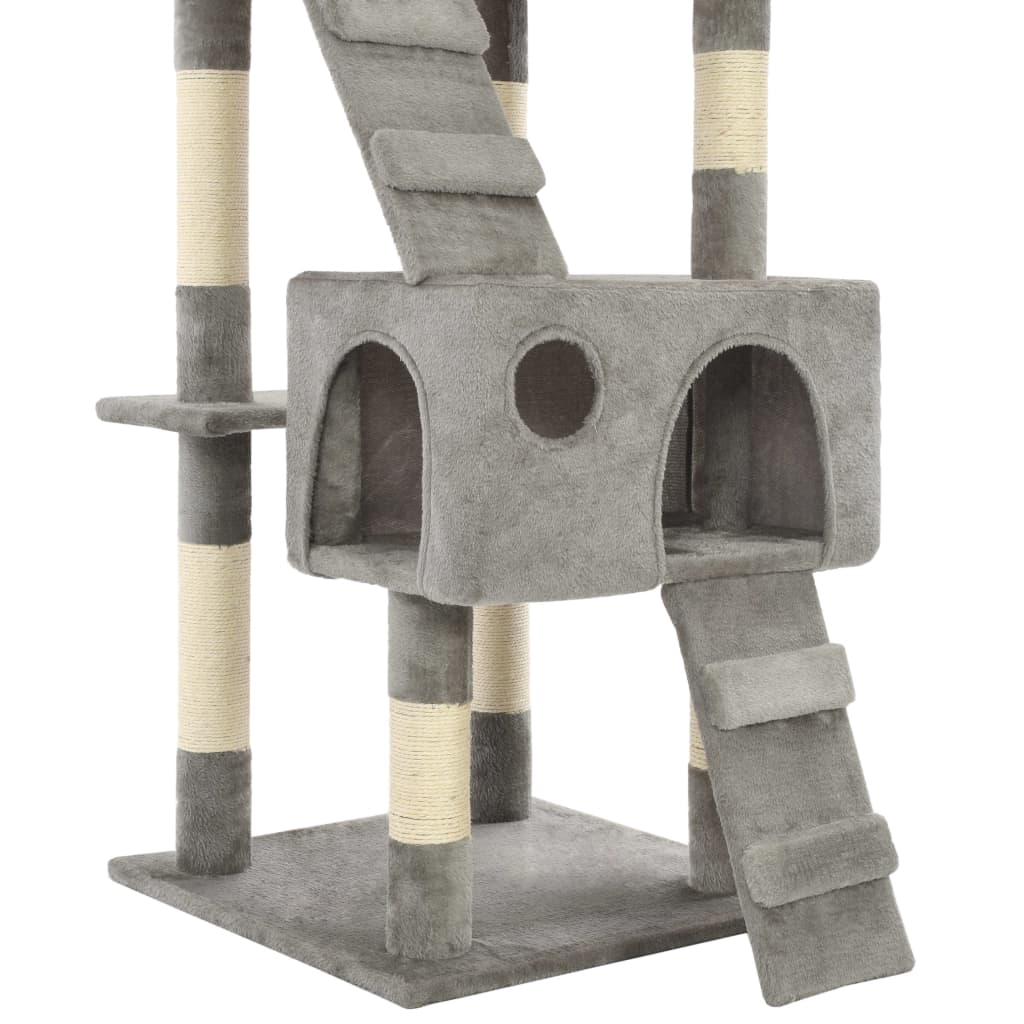 Albero per Gatti con Tiragraffi in Sisal 170 cm Grigio | homemem39