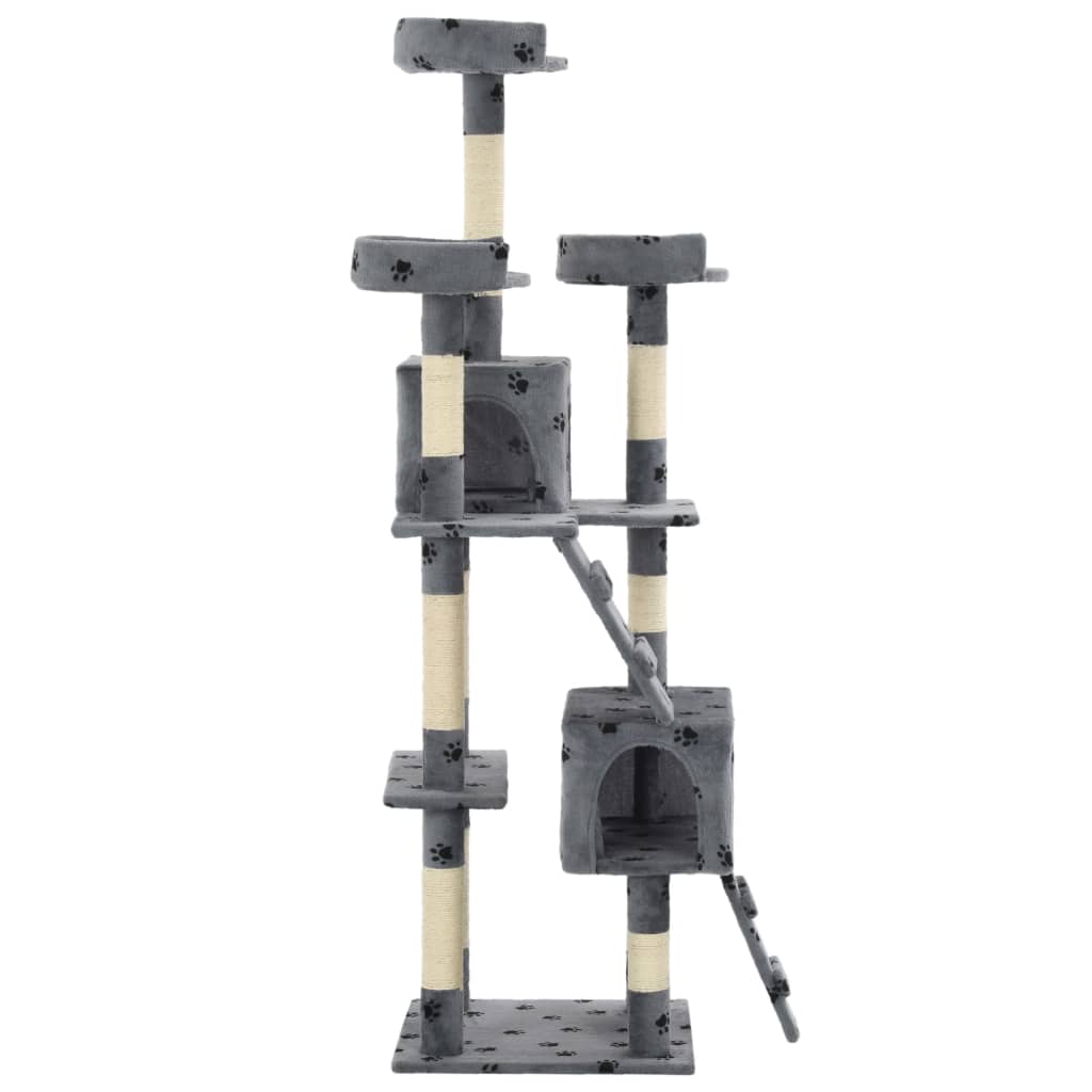 Albero per Gatti Tiragraffi Sisal 170 cm Zampe Stampate Grigio | homemem39