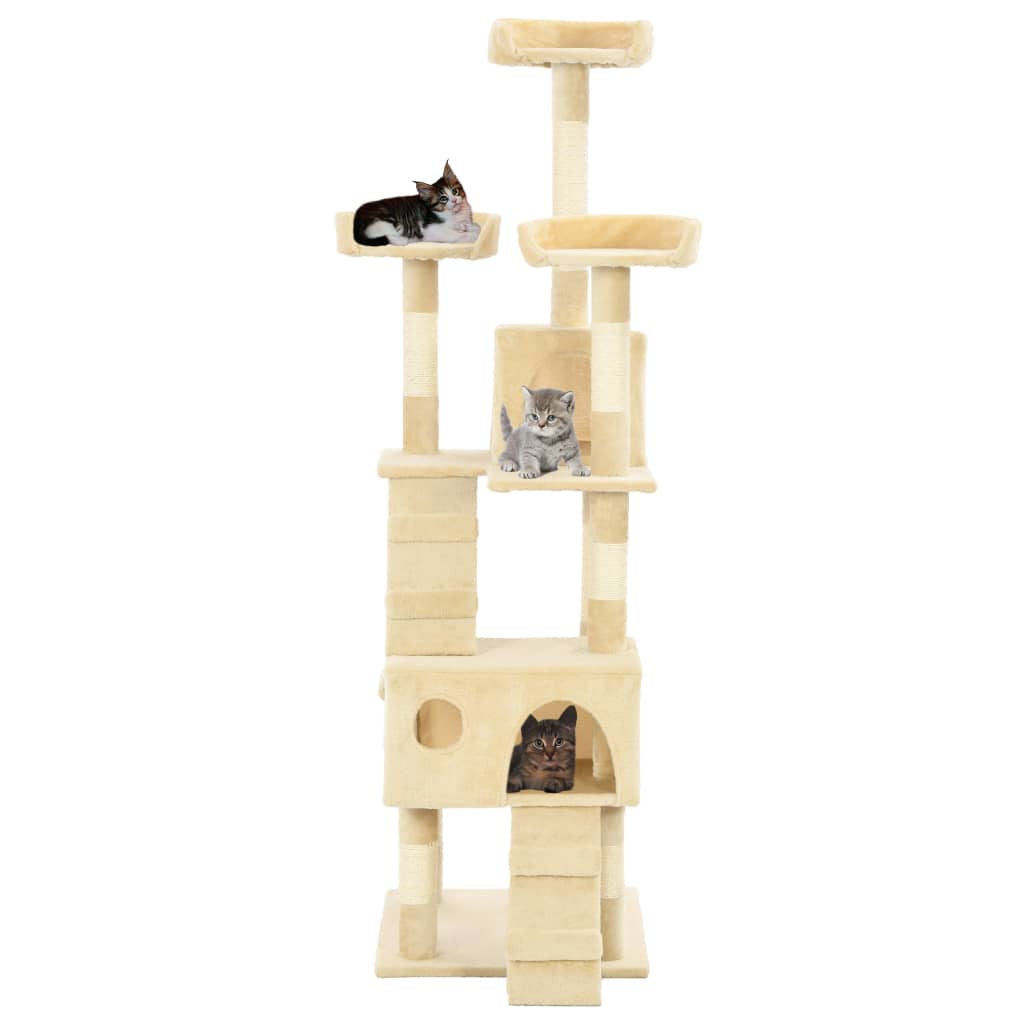 Albero per Gatti con Tiragraffi in Sisal 170 cm Beige | homemem39