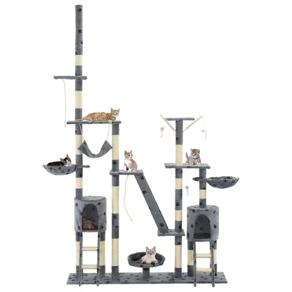 Albero per Gatti Tiragraffi Sisal 230-250cm Stampa Zampe Grigio | homemem39
