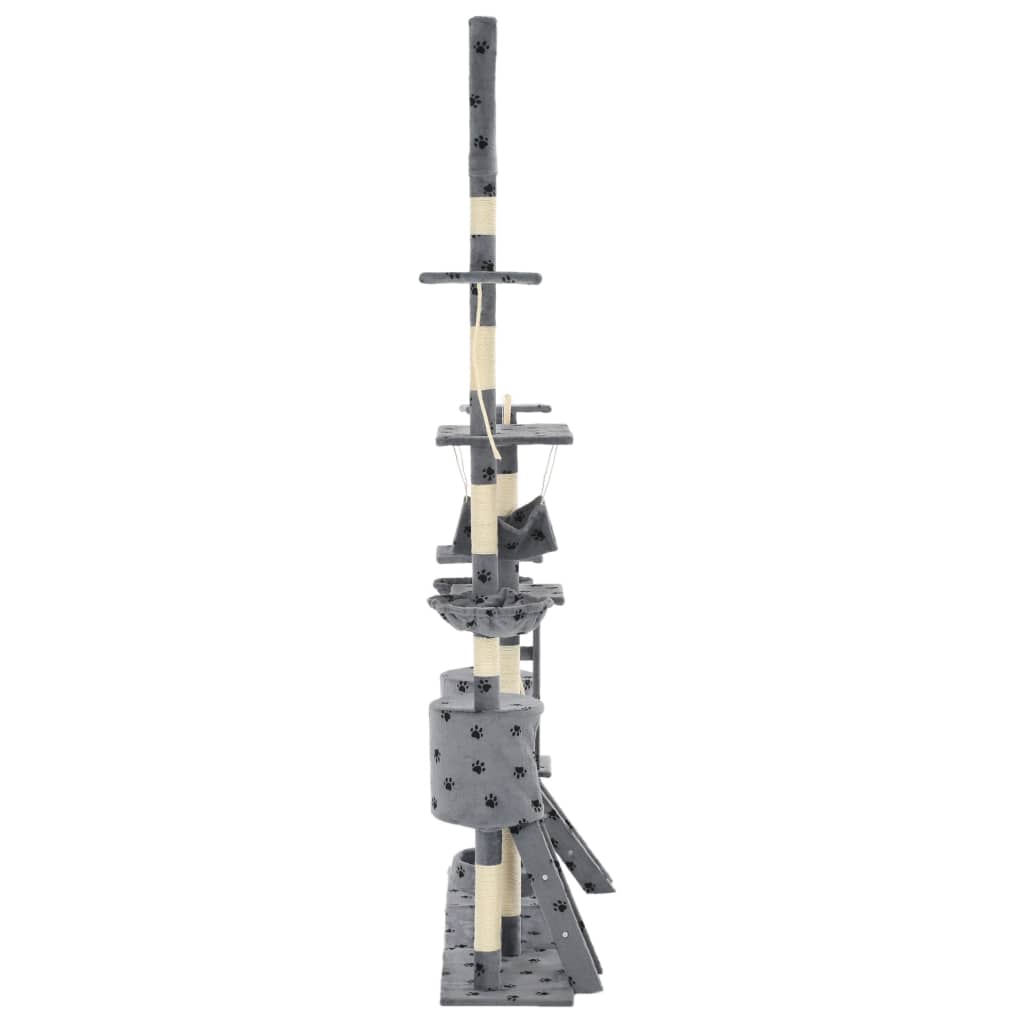 Albero per Gatti Tiragraffi Sisal 230-250cm Stampa Zampe Grigio | homemem39