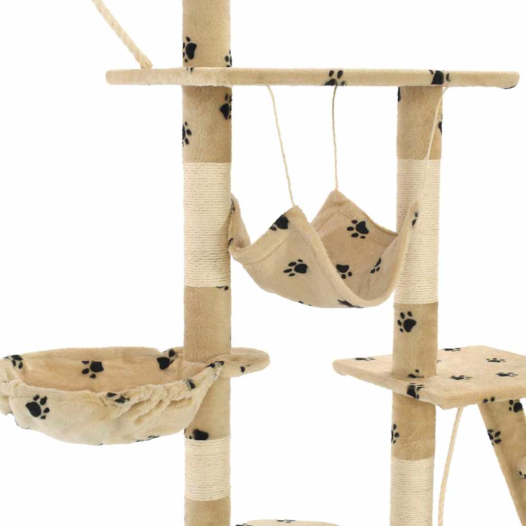 Albero per Gatti Tiragraffi Sisal 230-250cm Stampa Zampe Beige | homemem39