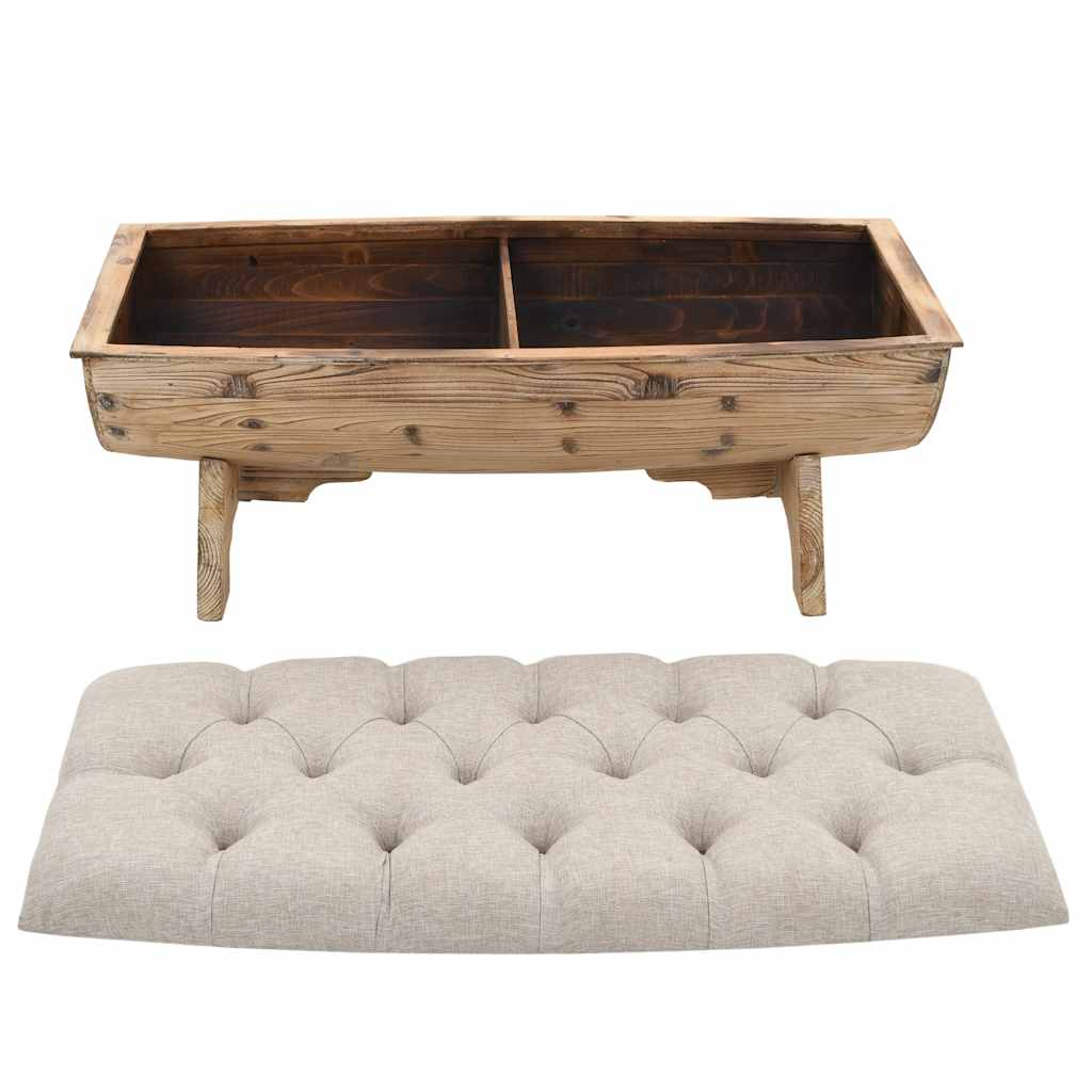 Cassapanca in Legno Massello e Tessuto 103x51x44 cm | homemem39