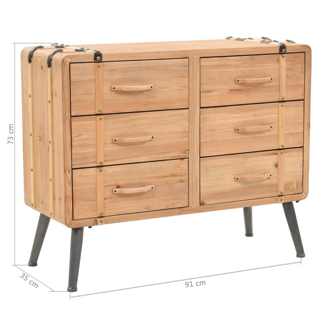 Cassettiera in Legno Massello di Abete 91x35x73 cm - homemem39