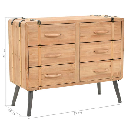 Cassettiera in Legno Massello di Abete 91x35x73 cm - homemem39