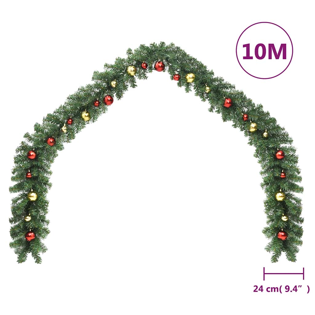 Ghirlanda di Natale Decorata con Palline e Luci a LED 10 m | homemem39