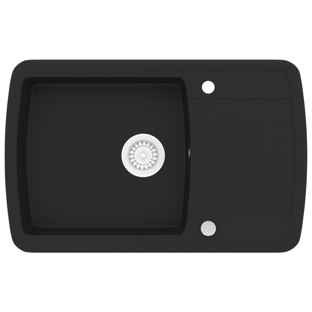 Lavello da Cucina in Granito Vasca Singola Nero - homemem39