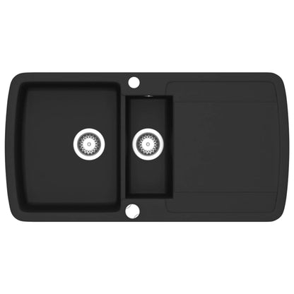 Lavello da Cucina in Granito Vasca Doppia Nero - homemem39