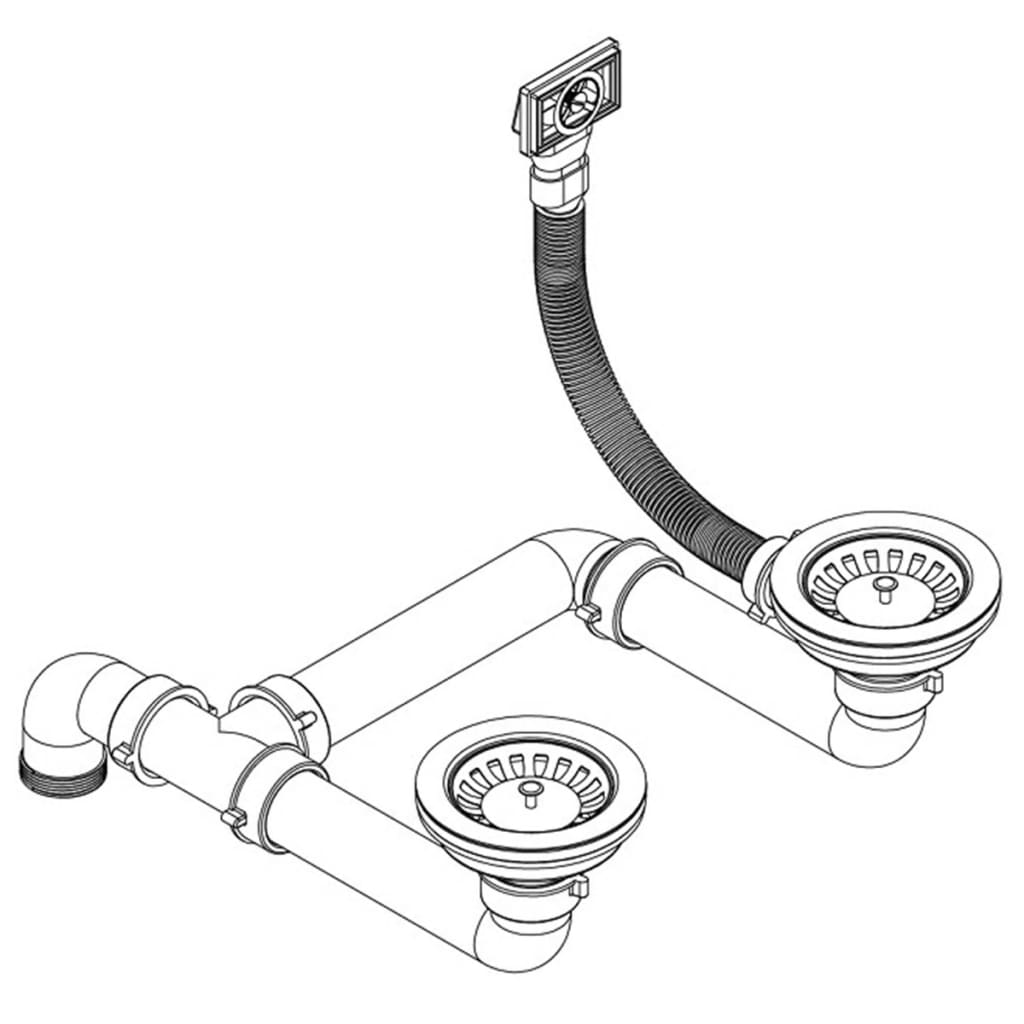 Lavello da Cucina in Granito Vasca Doppia Nero - homemem39