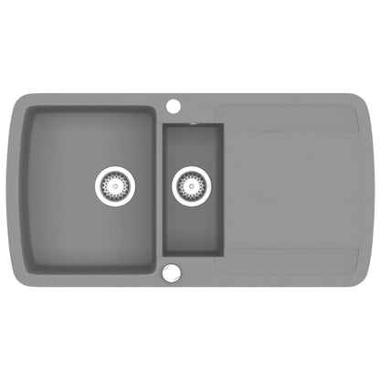 Lavello da Cucina in Granito Vasca Doppia Grigio - homemem39