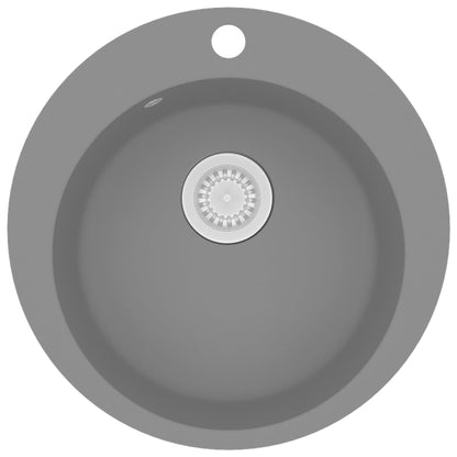Lavello da Cucina in Granito Vasca Singola Rotondo Grigio | homemem39