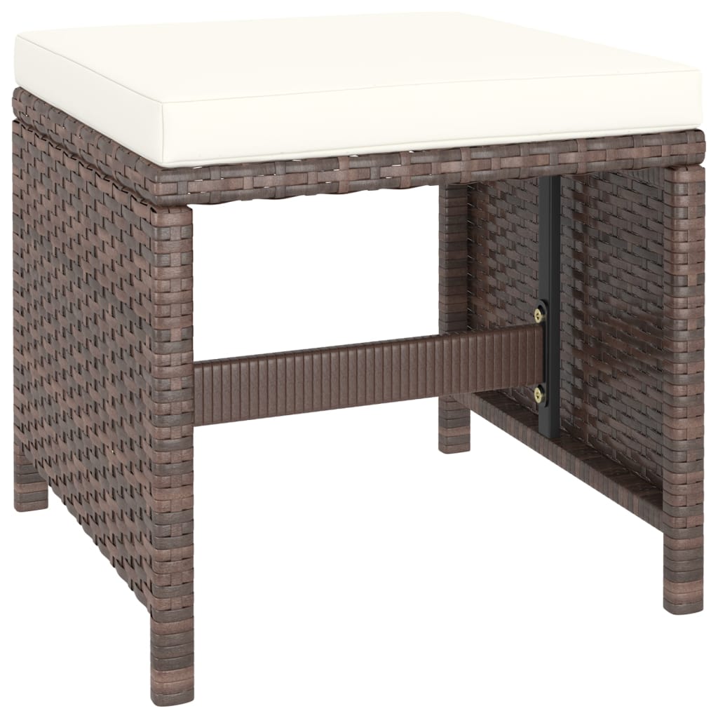 Set da Pranzo da Giardino 6 pz con Cuscini Polyrattan Marrone | homemem39