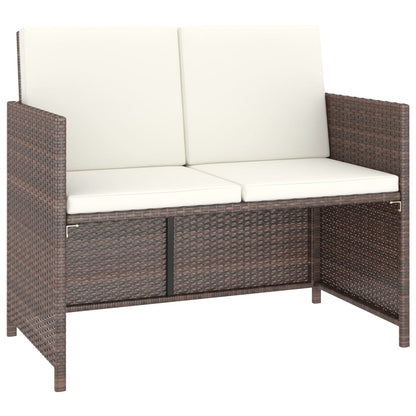 Set da Pranzo da Giardino 6 pz con Cuscini Polyrattan Marrone | homemem39