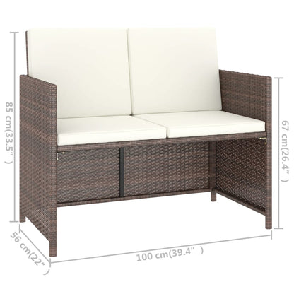 Set da Pranzo da Giardino 6 pz con Cuscini Polyrattan Marrone | homemem39