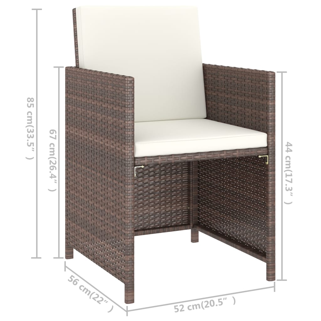 Set da Pranzo da Giardino 6 pz con Cuscini Polyrattan Marrone | homemem39
