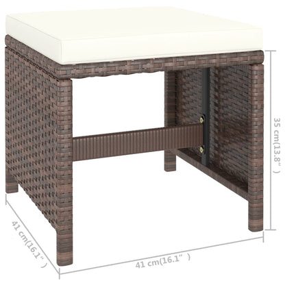 Set da Pranzo da Giardino 6 pz con Cuscini Polyrattan Marrone | homemem39