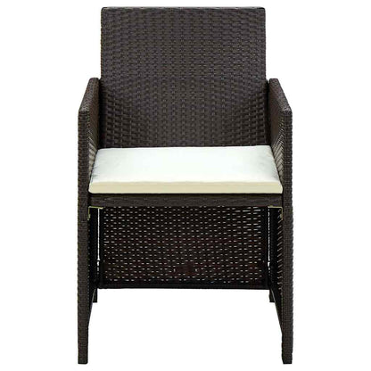 Set Divani da Giardino 4 pz con Cuscini in Polyrattan Marrone | homemem39
