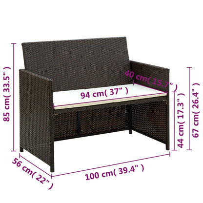 Set Divani da Giardino 4 pz con Cuscini in Polyrattan Marrone | homemem39