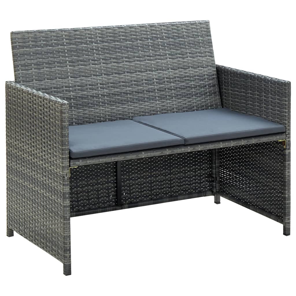 Set Divani da Giardino 4 pz con Cuscini in Polyrattan Grigio | homemem39