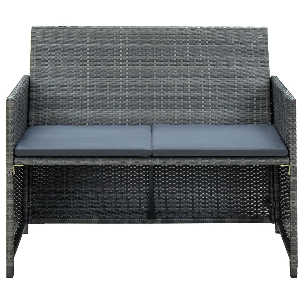 Set Divani da Giardino 4 pz con Cuscini in Polyrattan Grigio | homemem39
