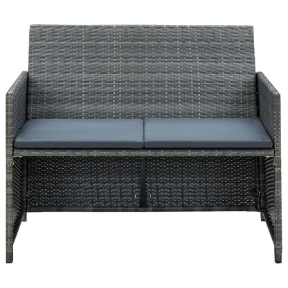 Set Divani da Giardino 4 pz con Cuscini in Polyrattan Grigio | homemem39