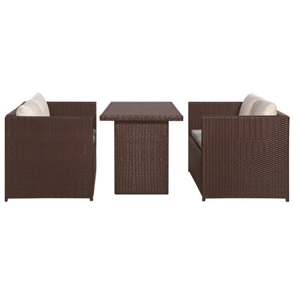 Set da Bistrot 3 pz con Cuscini in Polyrattan Marone | homemem39
